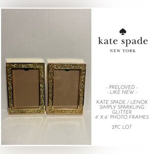KATE SPADE / LENOX - 2PCS - LIKE NEW - 4X6 GOLD SIMPLY SPARKLING PHOTO FRAME